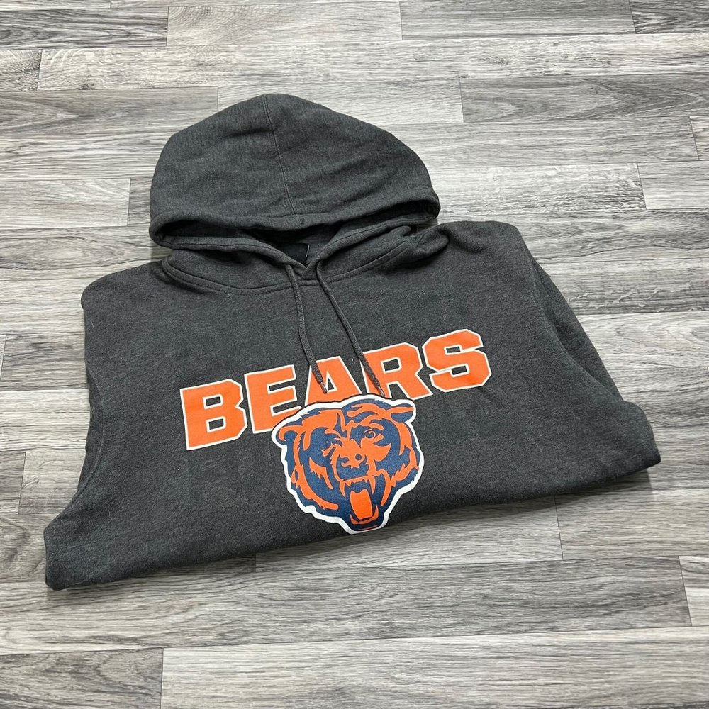 CHICAGO BEARS NFL Graphic Pullover Gray Hooded Sweatshirt Hoodie Men's Size M